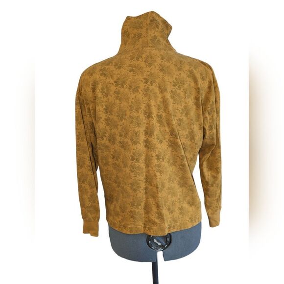 Vintage 90s Palmetto's mustard yellow leaf print‎ turtle neck - Picture 3 of 5